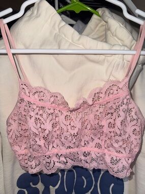 Pink Lace Bralette - Delicate Floral Lace